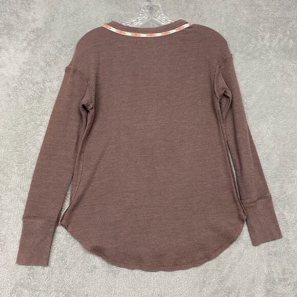 Altar'd State Cocoa Long Sleeve Buttoned Top - Picture 6 of 7